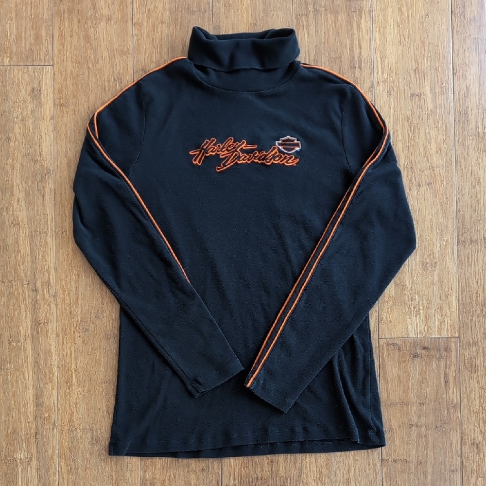 Harley-Davidson Black and Orange Graphic Long Sleeve